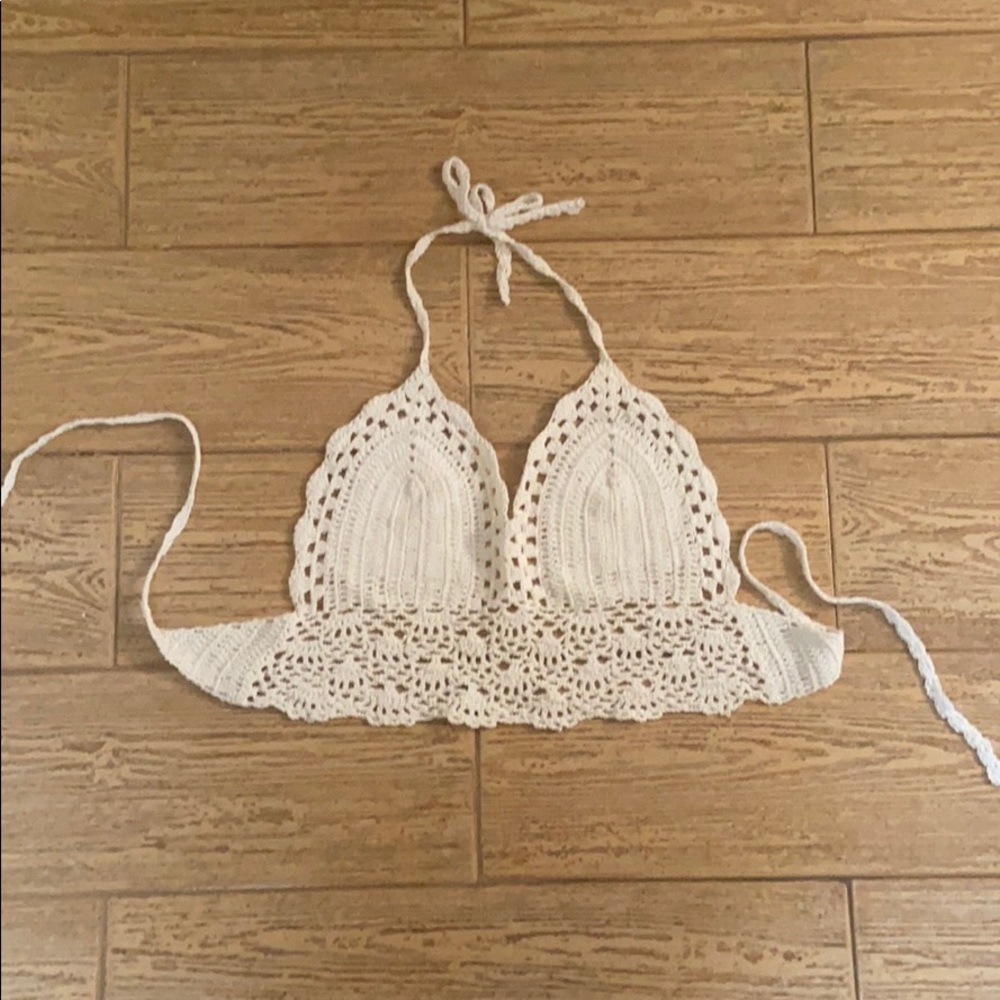 White Crochet Cropped Halter top..
